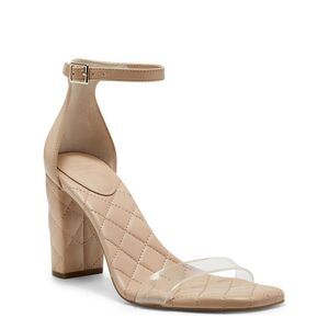 INC Womens Beige Transparent Lexini Square Toe Block Heel Heeled Sandal 9 M